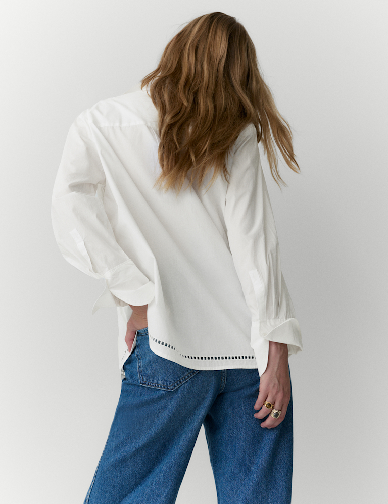 Pure Cotton Floral Embroidered Shirt