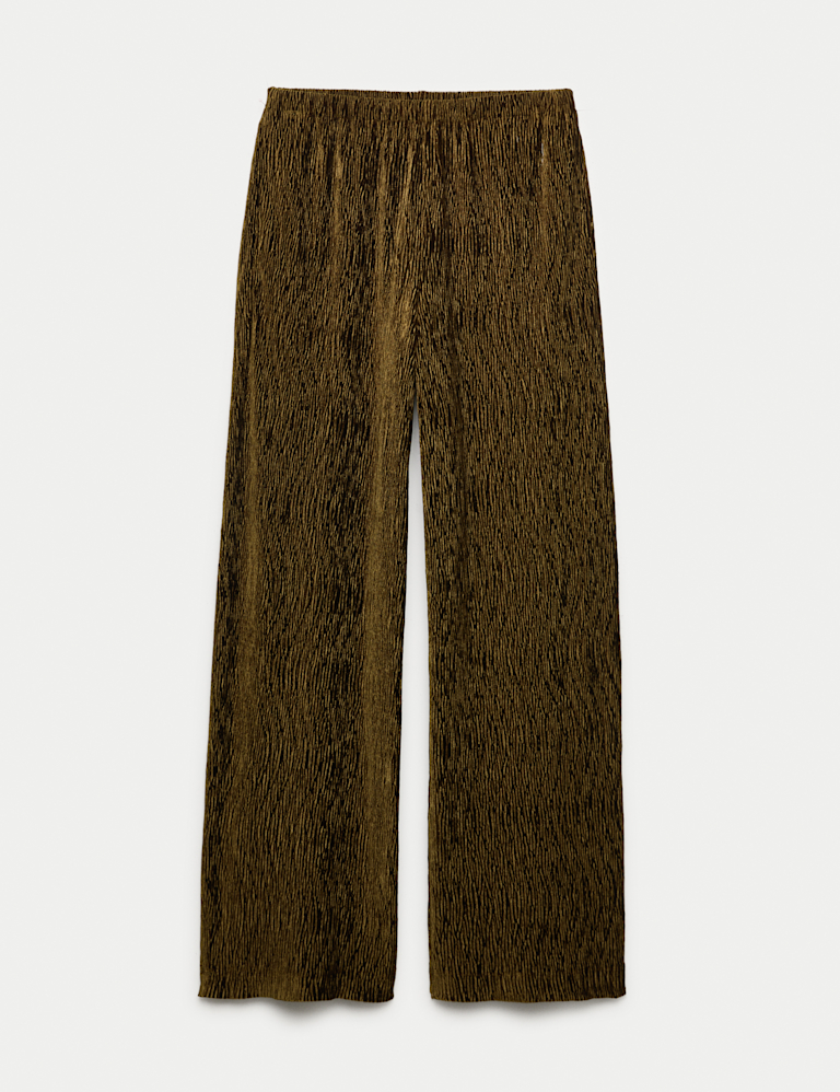Velvet Crinkle Wide Leg Trousers