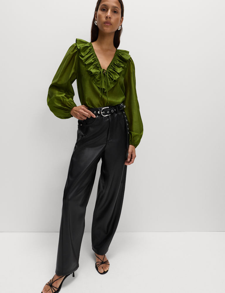 Leather Look Carrot Leg Trousers