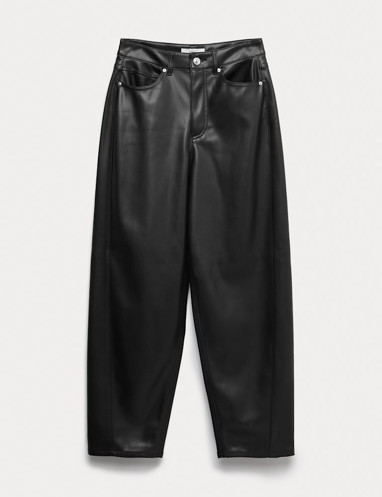Leather Look Carrot Leg Trousers