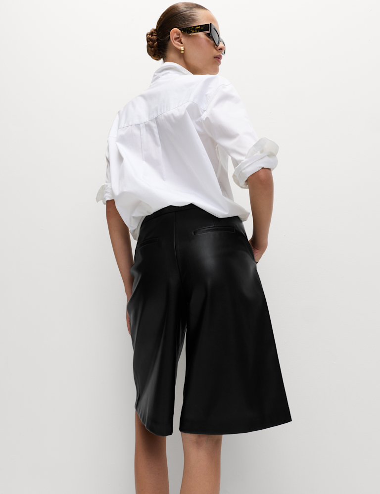 Faux Leather High Waisted Bermuda Shorts