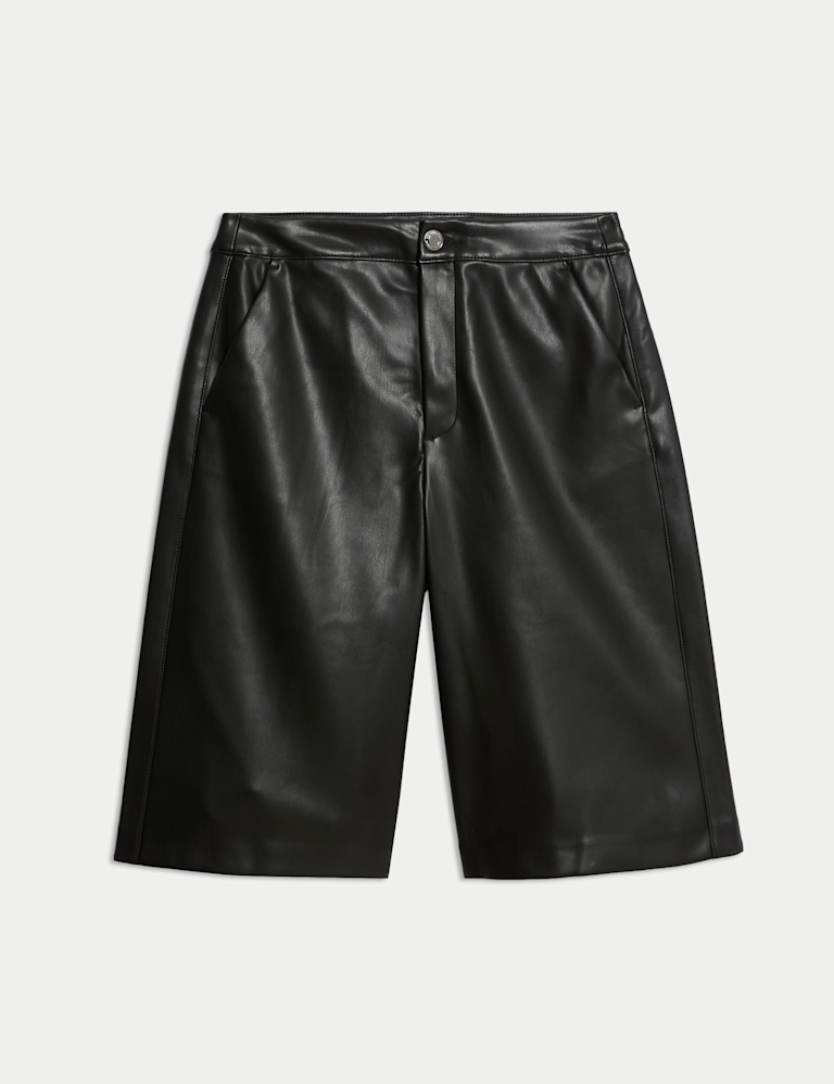 Faux Leather High Waisted Bermuda Shorts