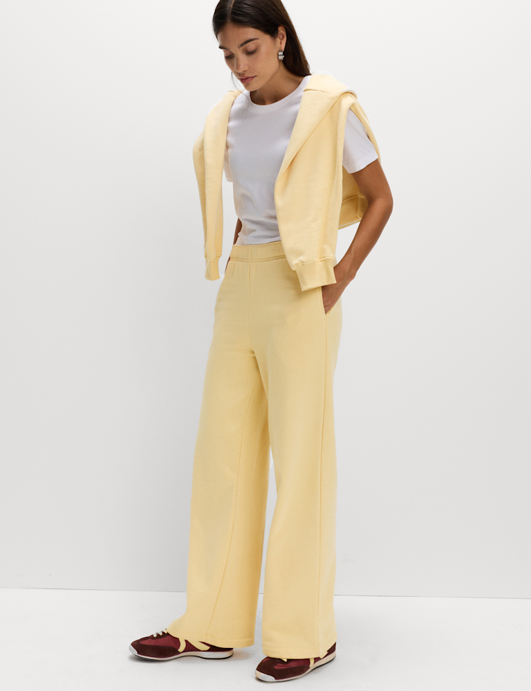 Cotton Rich Drawstring Wide Leg Joggers