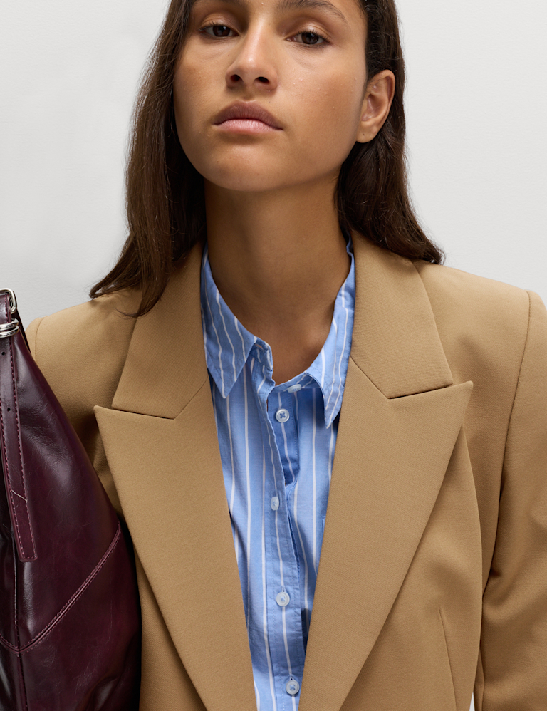 Twill Tailored Cinched Waist Blazer