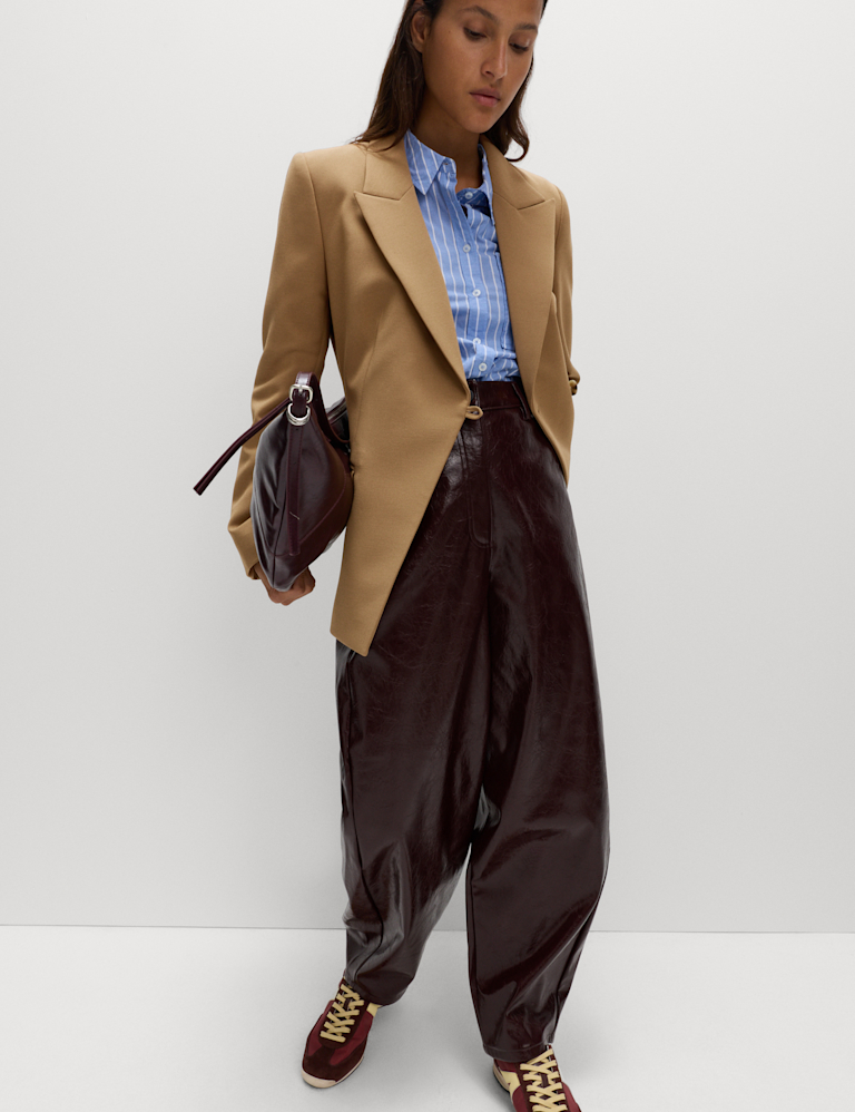 Twill Tailored Cinched Waist Blazer