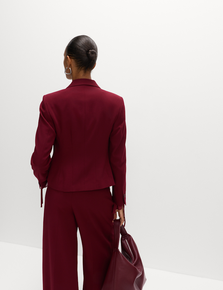 Wool Look Tailored Revere Cropped Blazer