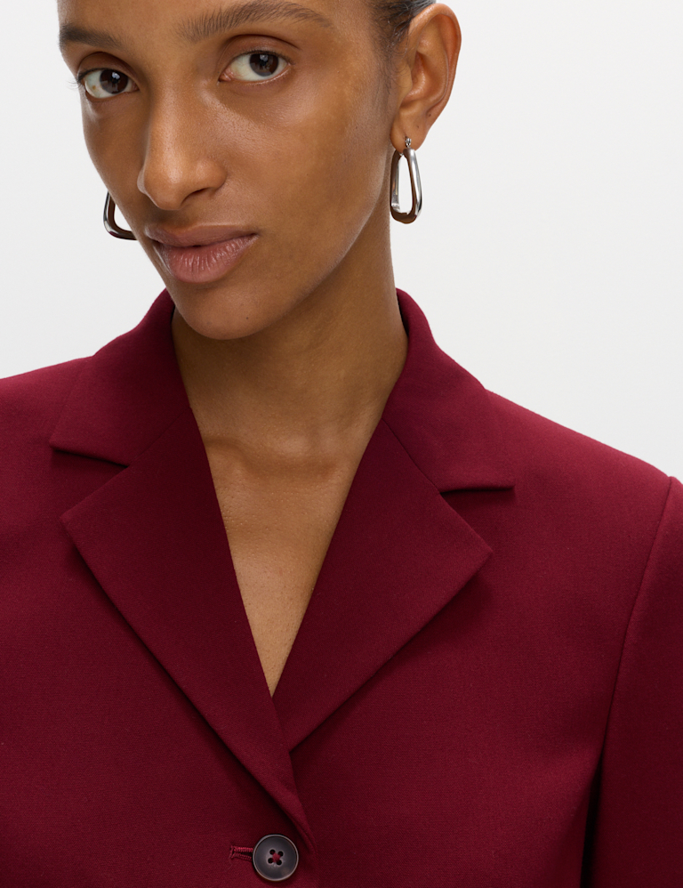 Wool Look Tailored Revere Cropped Blazer