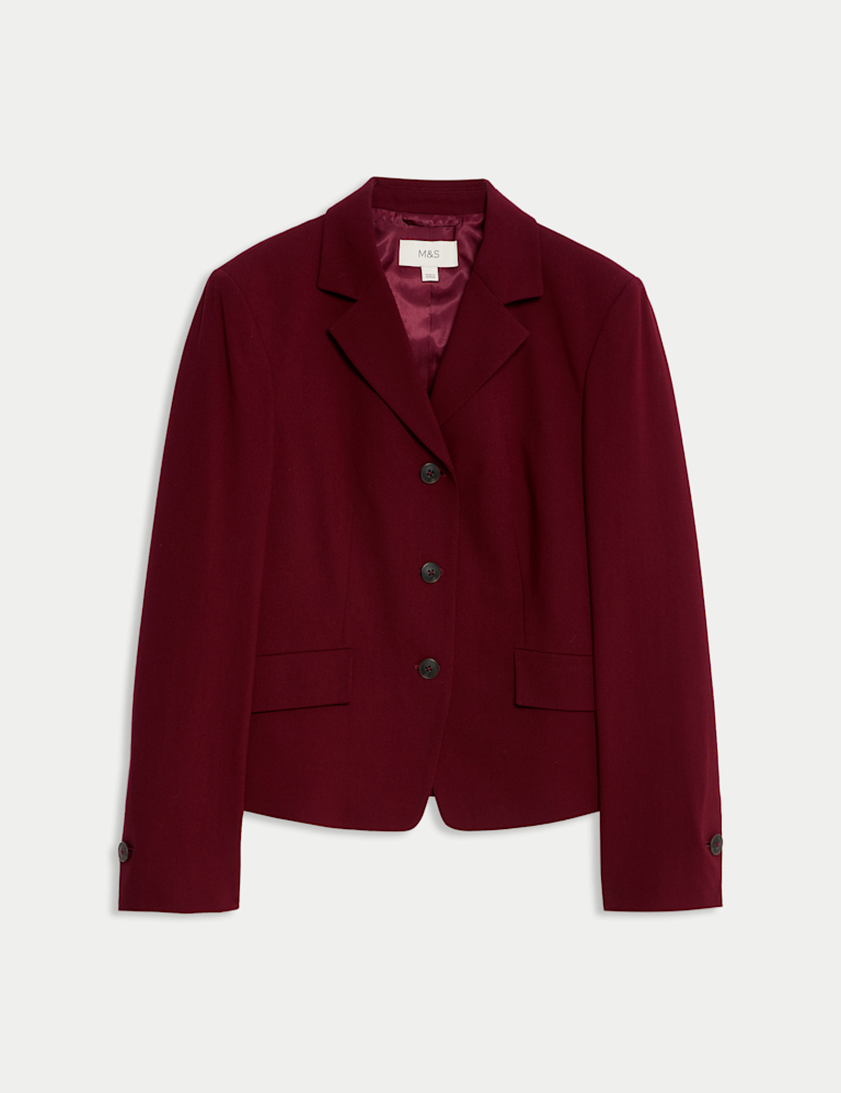 Wool Look Tailored Revere Cropped Blazer