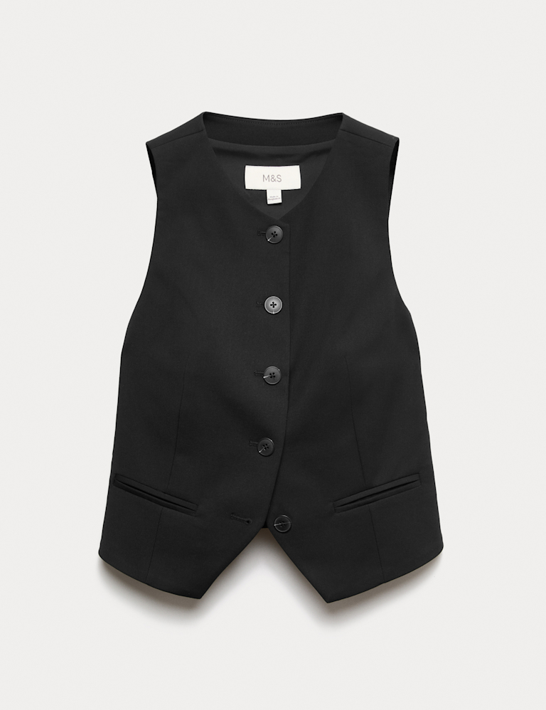 Collarless Button-Through Waistcoat