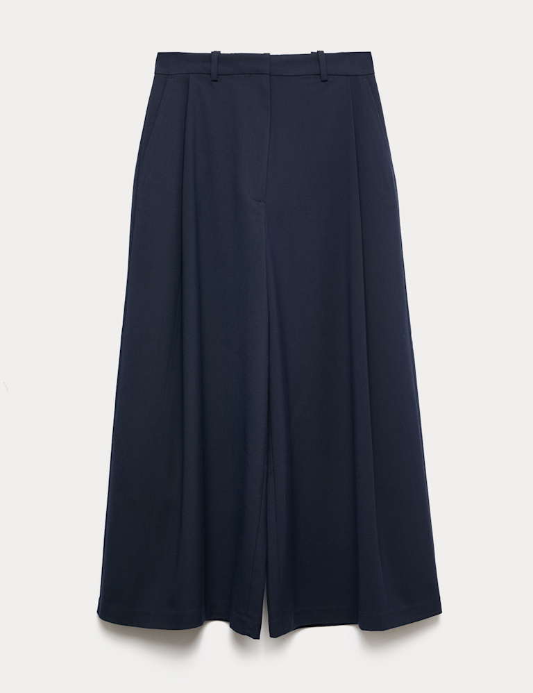 Woven Pleated Wide Leg Culottes