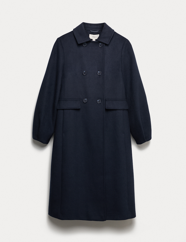 Wool Blend Volume Sleeve Double Breasted Midi Coat Wool Blend Volume Sleeve Double Breasted Midi Coat