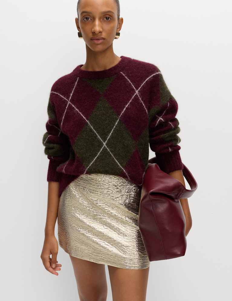 Metallic Textured Mini Column Skirt Metallic Textured Mini Column Skirt