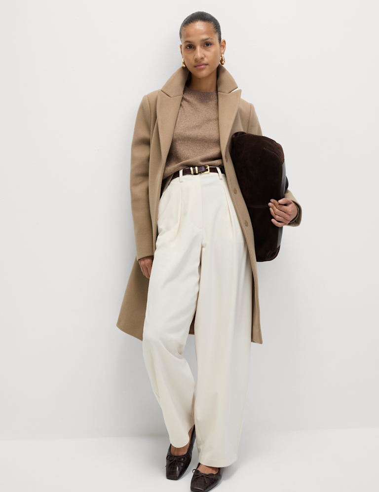 Darted Revere Collar Longline Coat