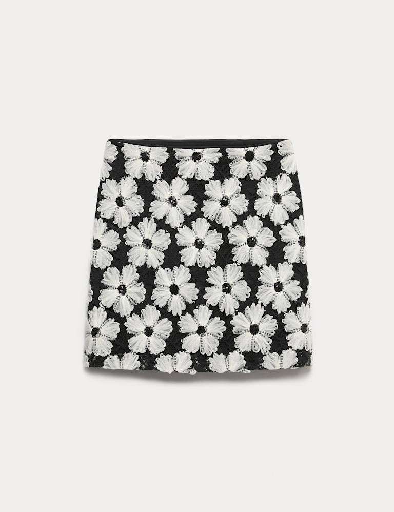 Embellished Mini A-Line Skirt