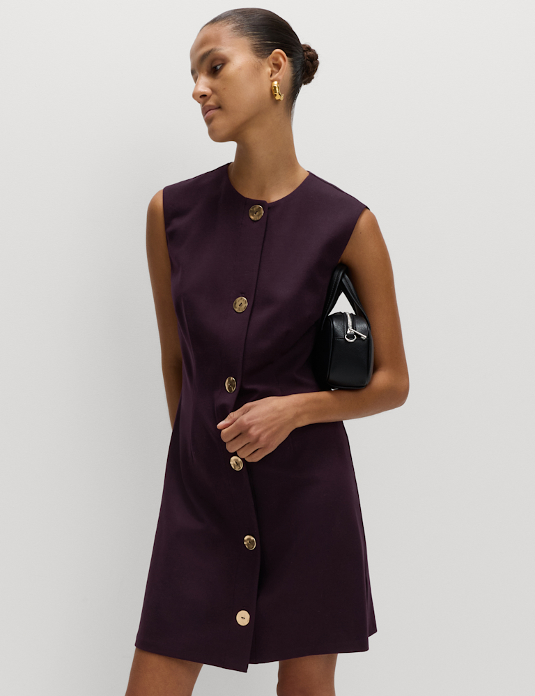 Button Detail Mini Dress