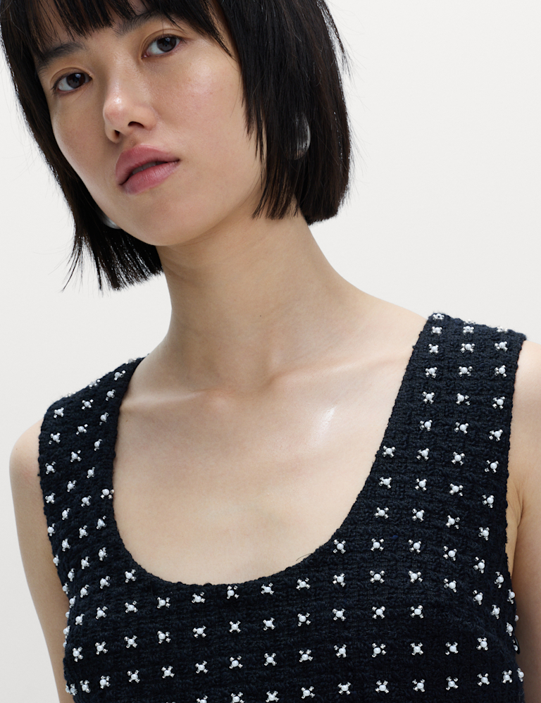 Embellished Mini Shift Dress