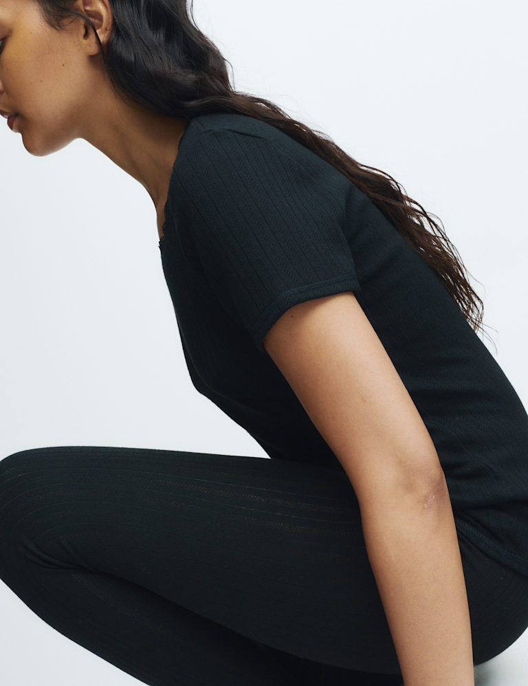 2pk Medium Warm Thermal Short Sleeve Pointelle Tops