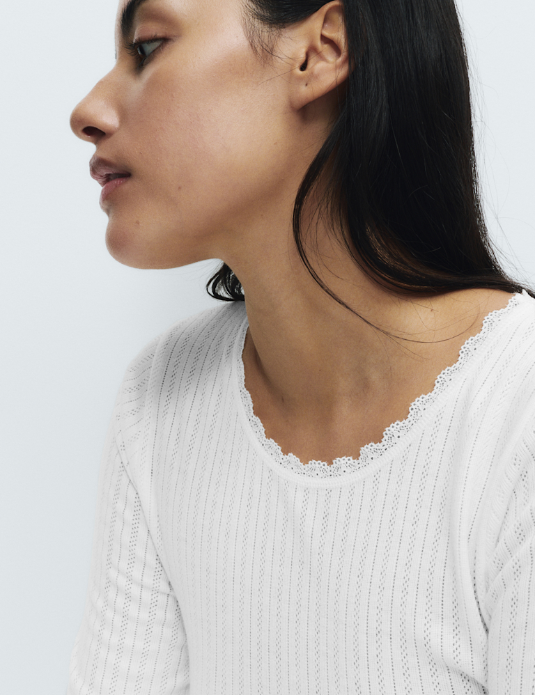 2pk Medium Warmth Pointelle Thermal Long Sleeve Tops