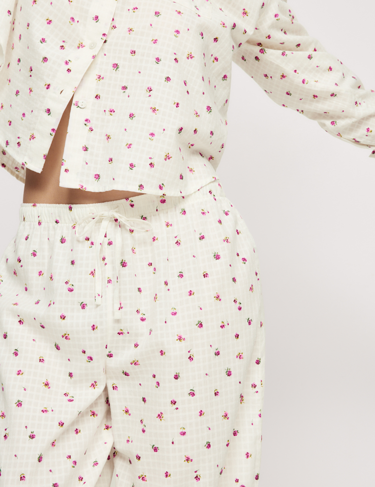 Pure Cotton Dobby Floral Pyjama Set