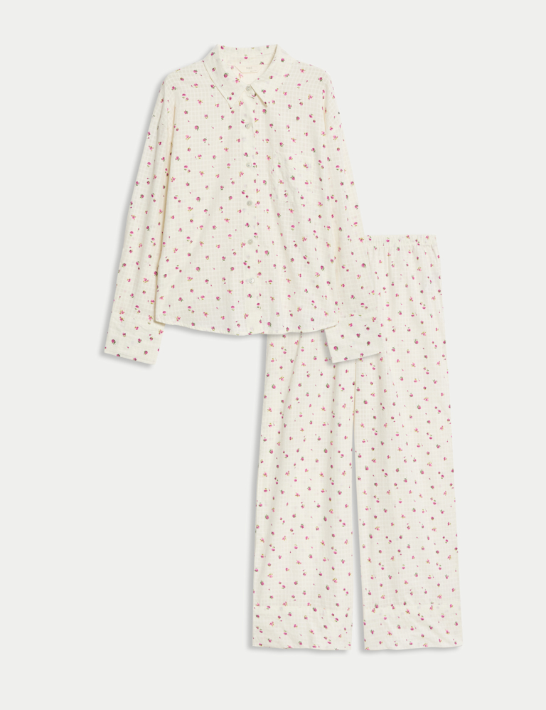 Pure Cotton Dobby Floral Pyjama Set