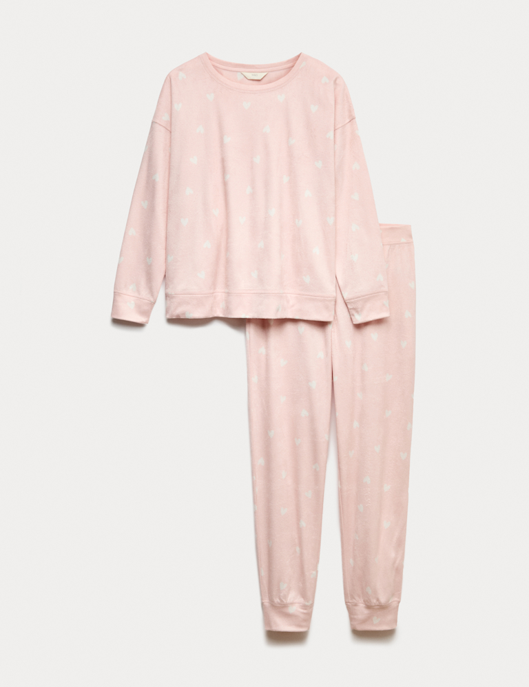 Fleece Star Print Cuffed Hem Pyjama Set