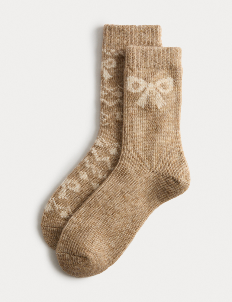 2pk Thermal Bow Ankle High Socks