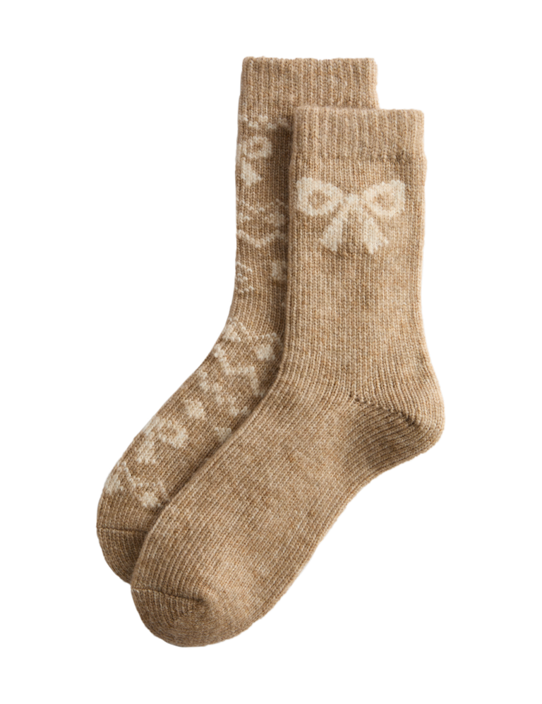 2pk Thermal Bow Ankle High Socks