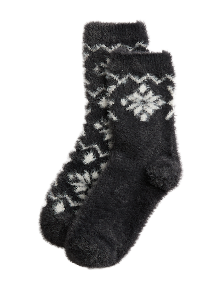 2pk Cosy Fairisle Ankle High Socks