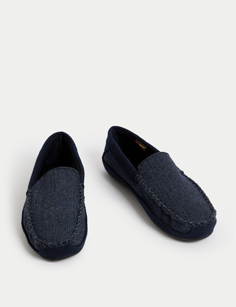 Herringbone Moccasin Slippers with Freshfeet™