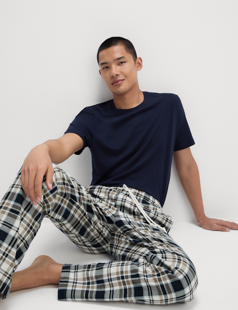 Pure Cotton Checked Loungewear Bottoms