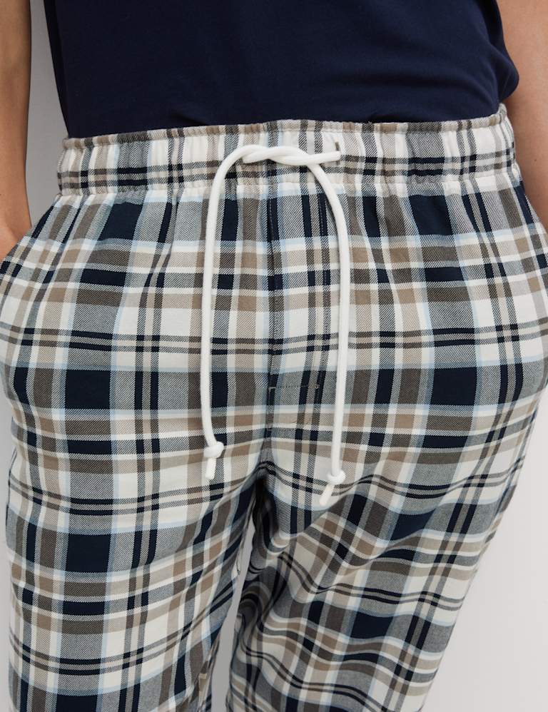 Pure Cotton Checked Loungewear Bottoms
