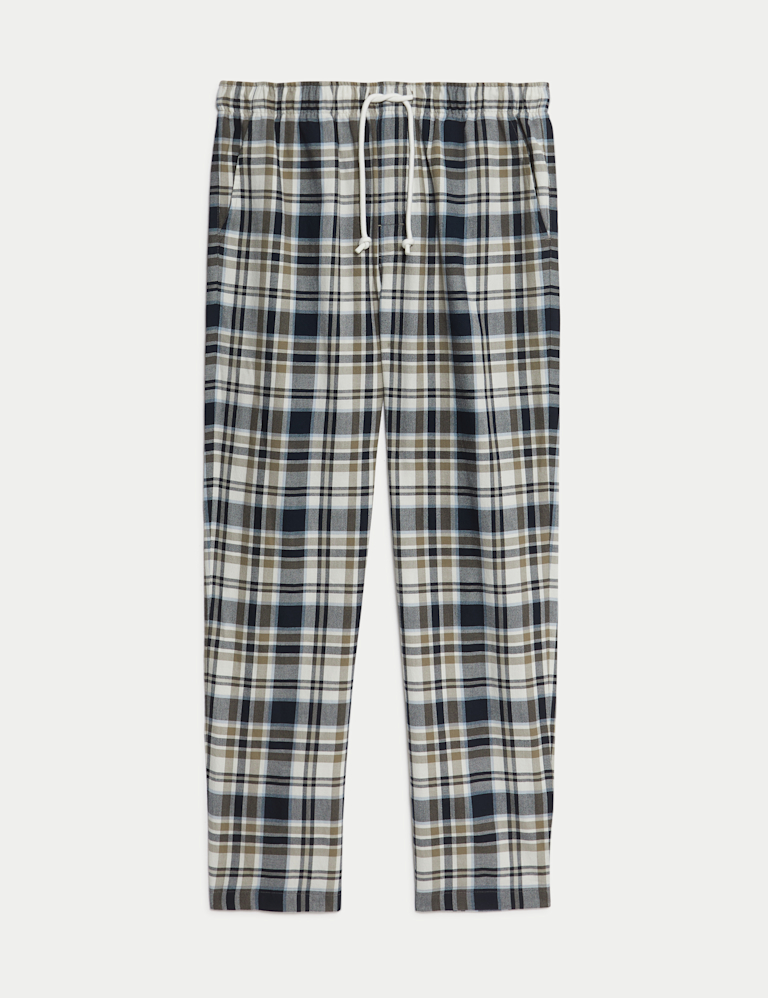 Pure Cotton Checked Loungewear Bottoms