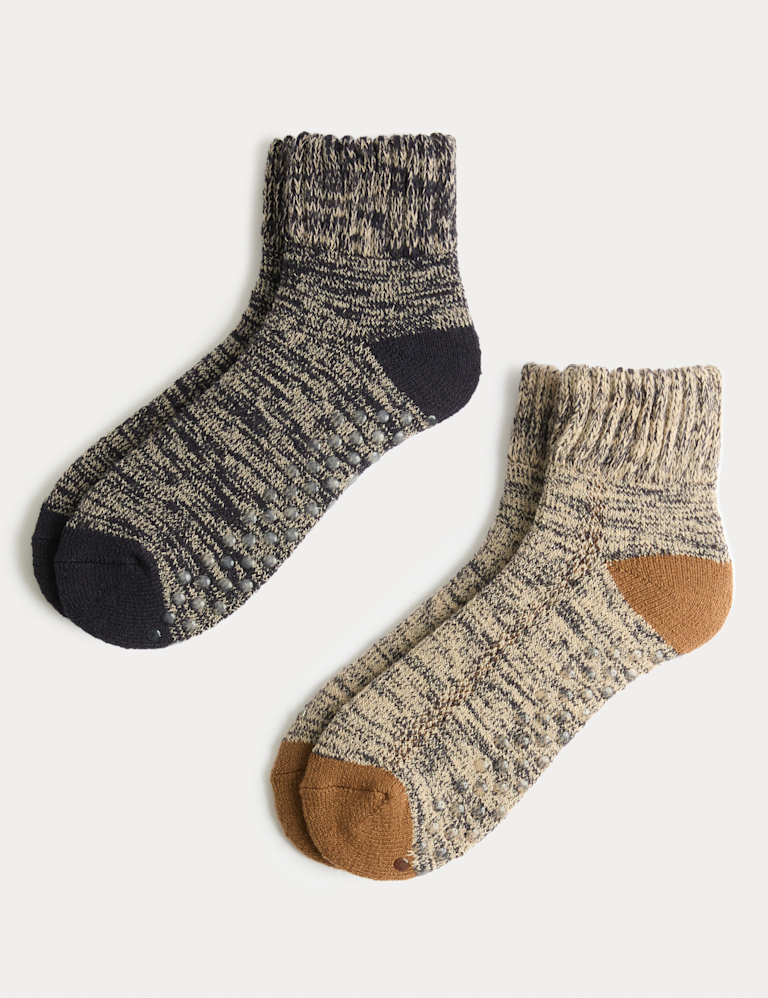 2pk Short Slipper Socks With Wool