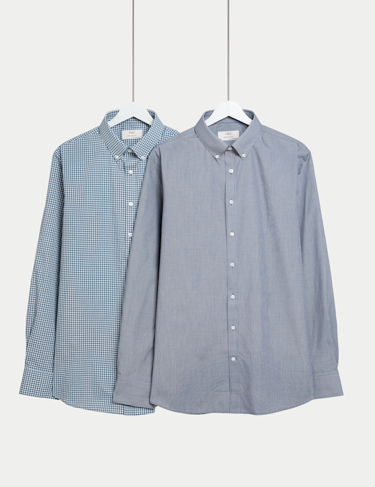 2pk Regular Fit Easy Iron Check Shirts