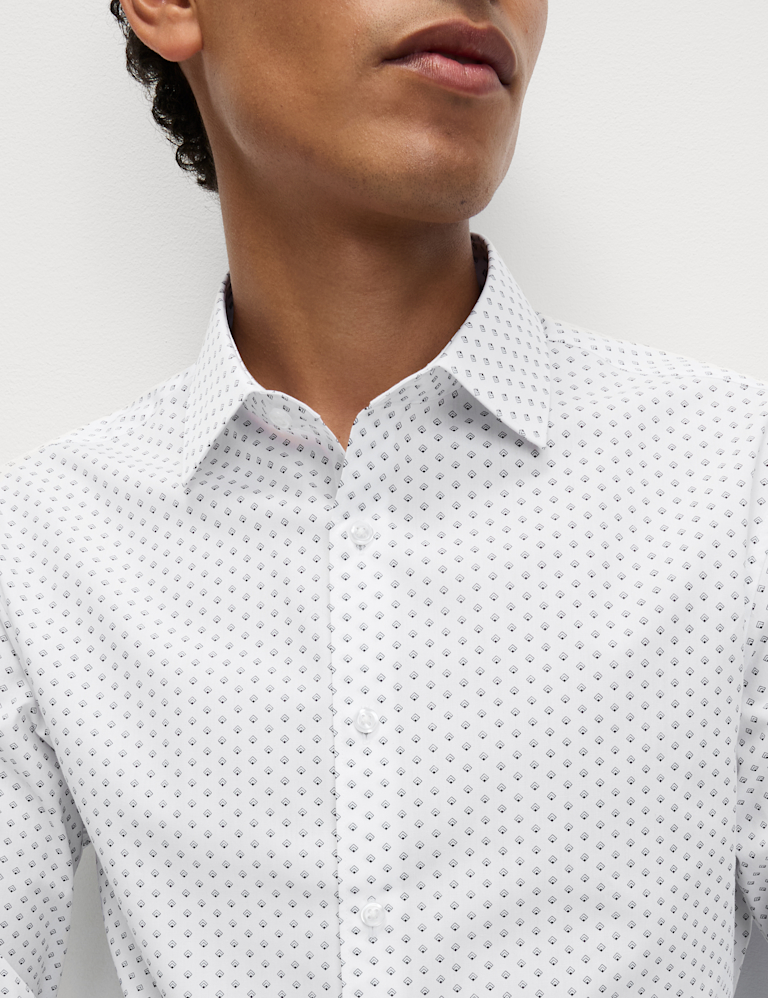 Regular Fit Cotton Blend Printed Shirt