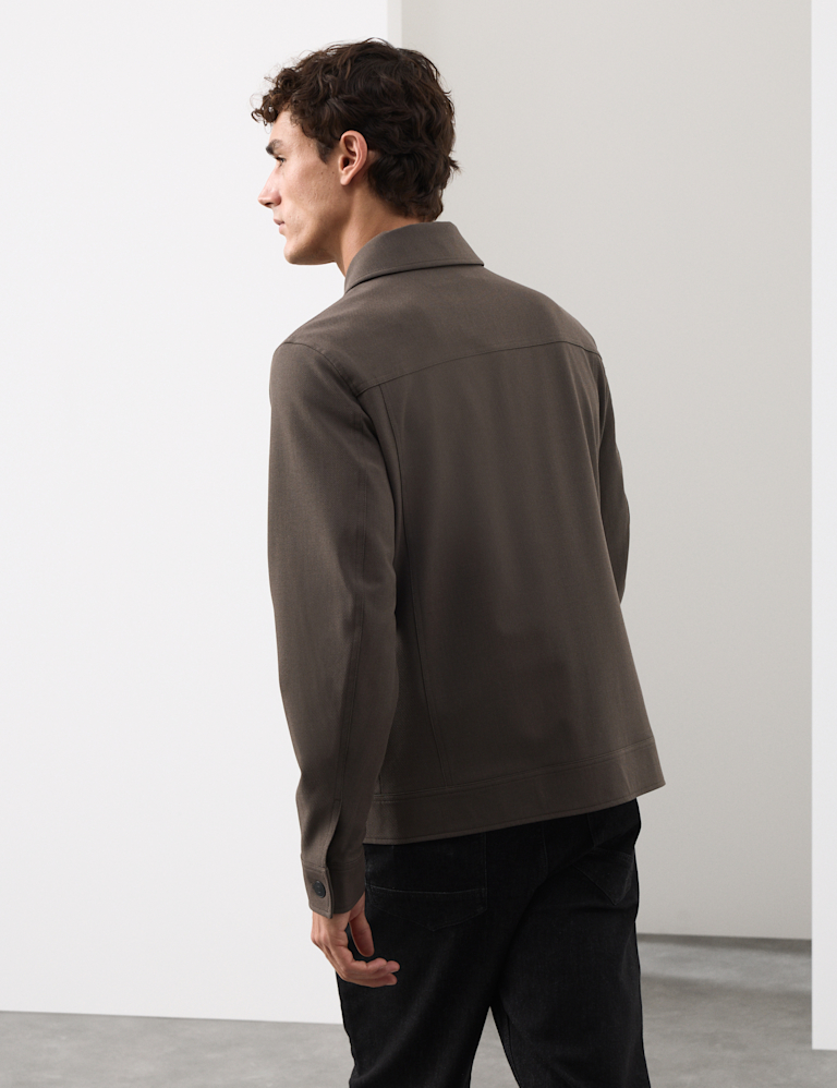 Textured Technical Twill Trucker Jacket