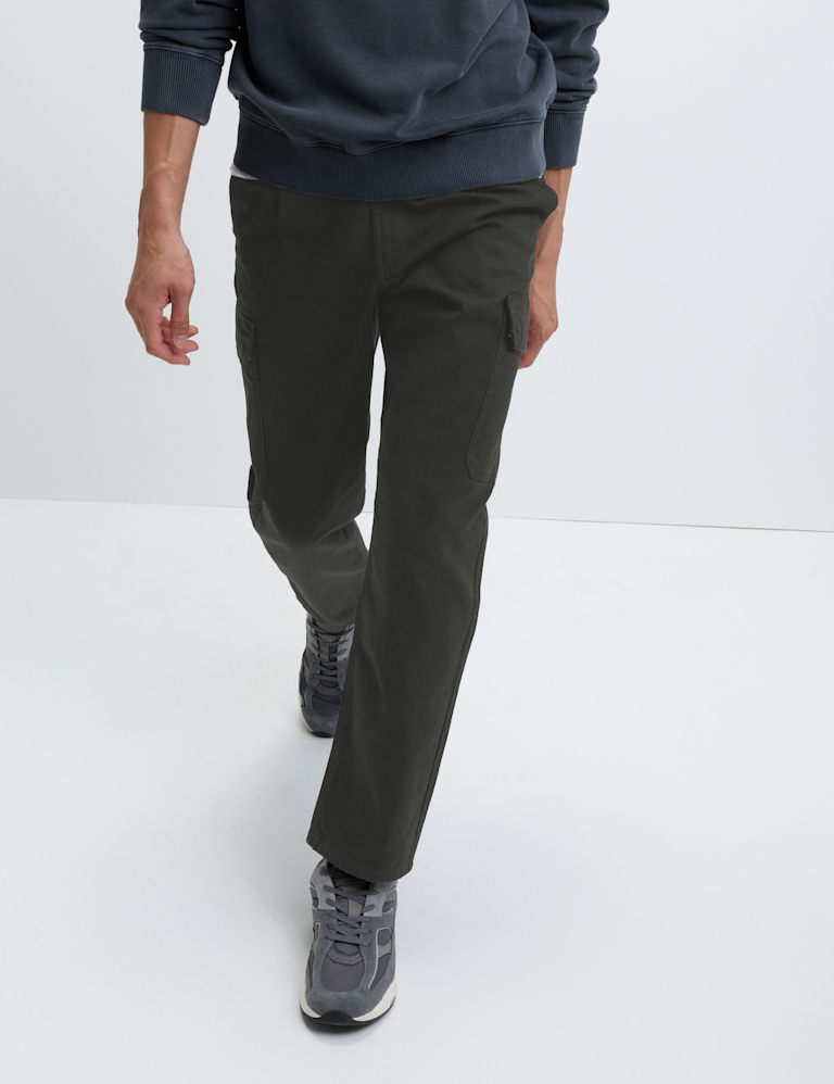 Loose Fit Pure Cotton Cargo Trousers