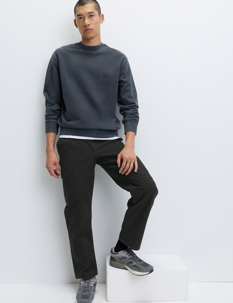 Loose Fit Pure Cotton Cargo Trousers