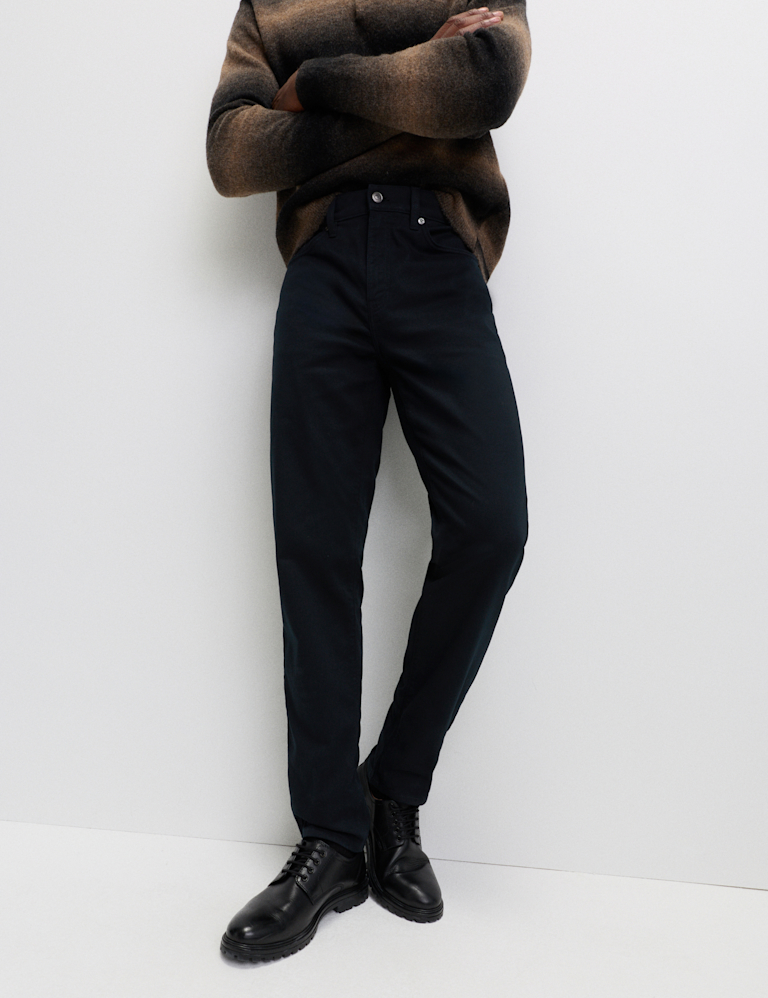 Straight Fit Textured 5 Pocket Trousers