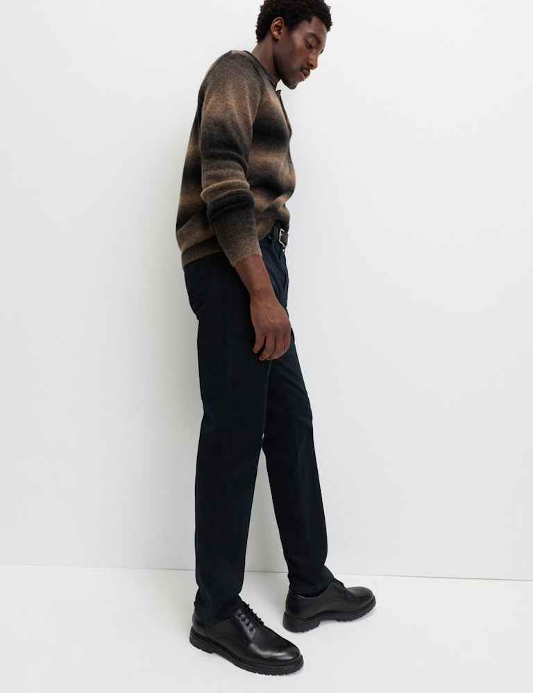 Straight Fit Textured 5 Pocket Trousers