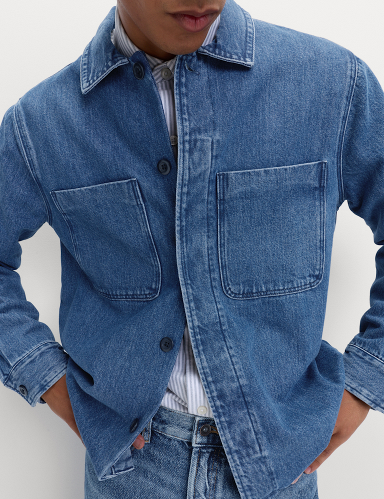 Pure Cotton Denim Overhead Shirt