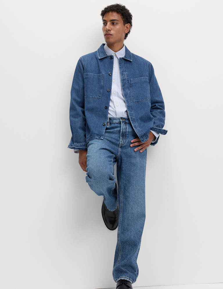 Pure Cotton Denim Overhead Shirt