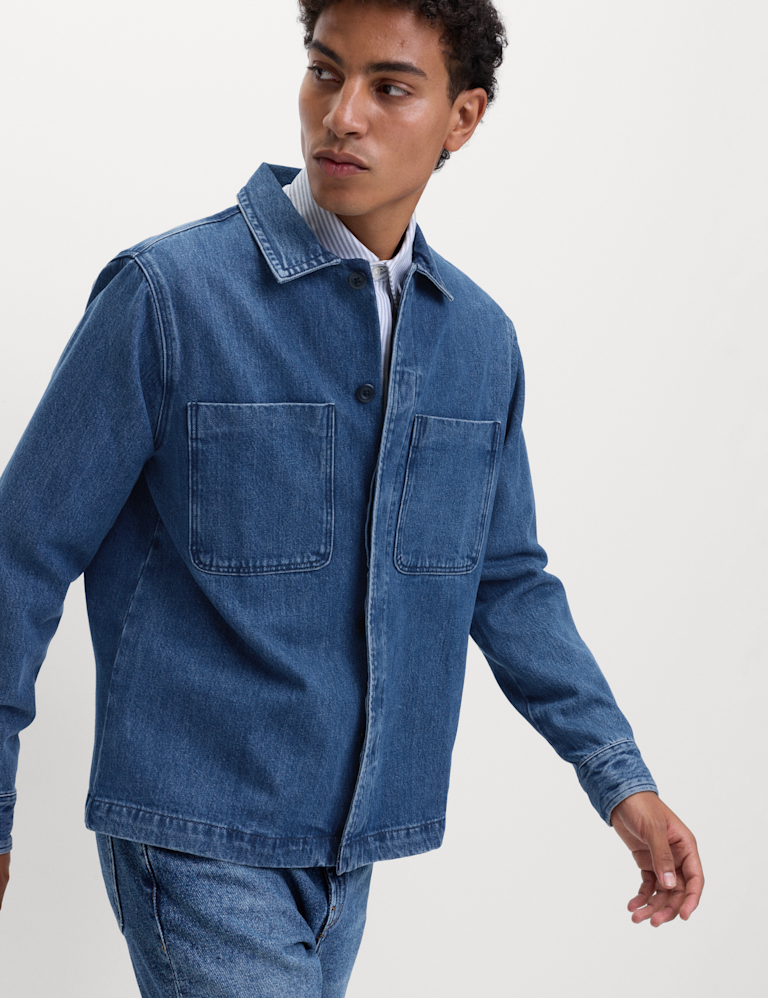 Pure Cotton Denim Overhead Shirt