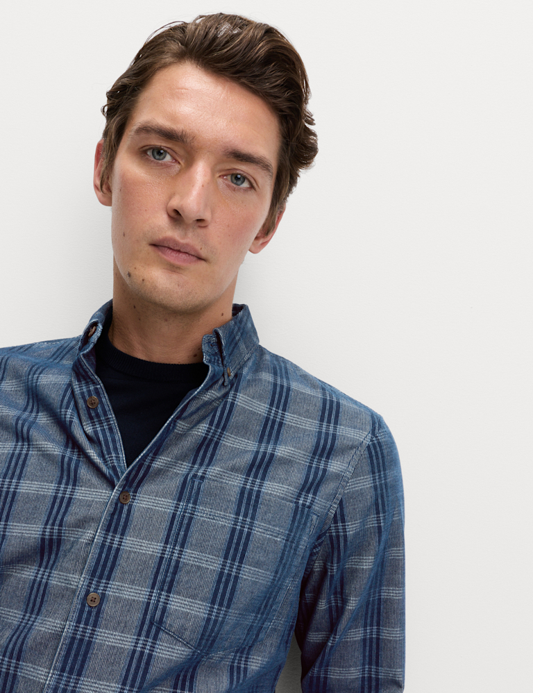 Pure Cotton Check Corduroy Shirt