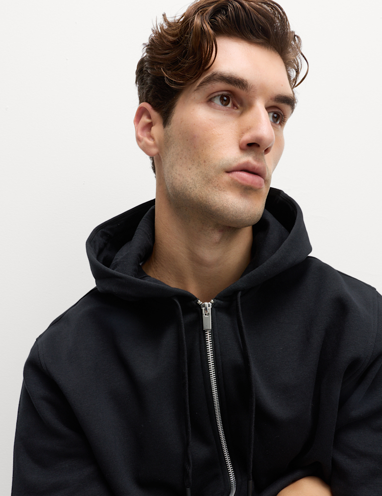 Cotton Rich Relaxed Zip Through Hoodie