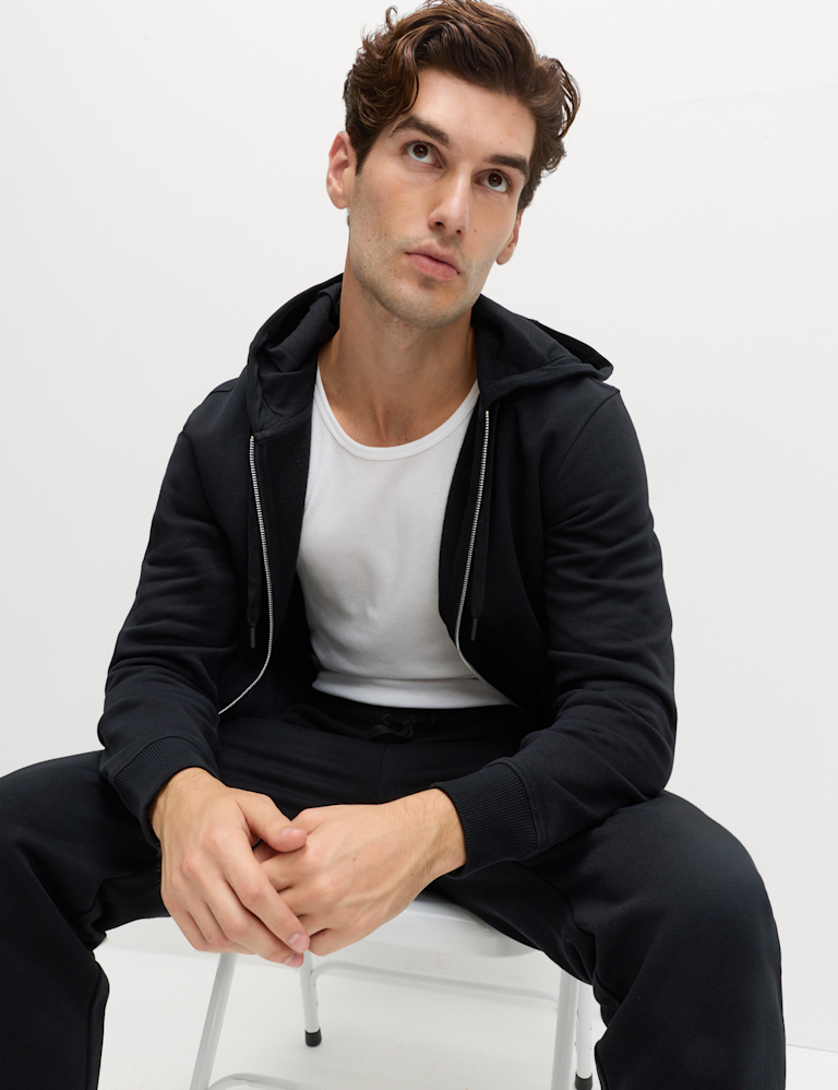 Cotton Rich Relaxed Zip Through Hoodie