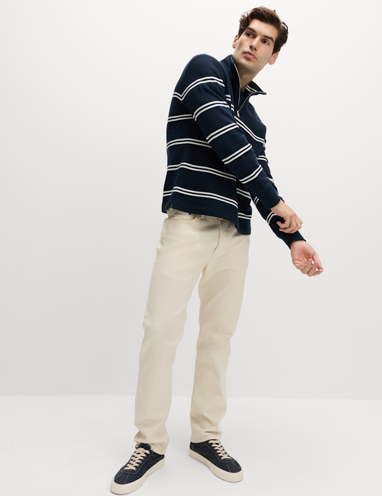 Pure Cotton Striped Half Zip Sweatshirt