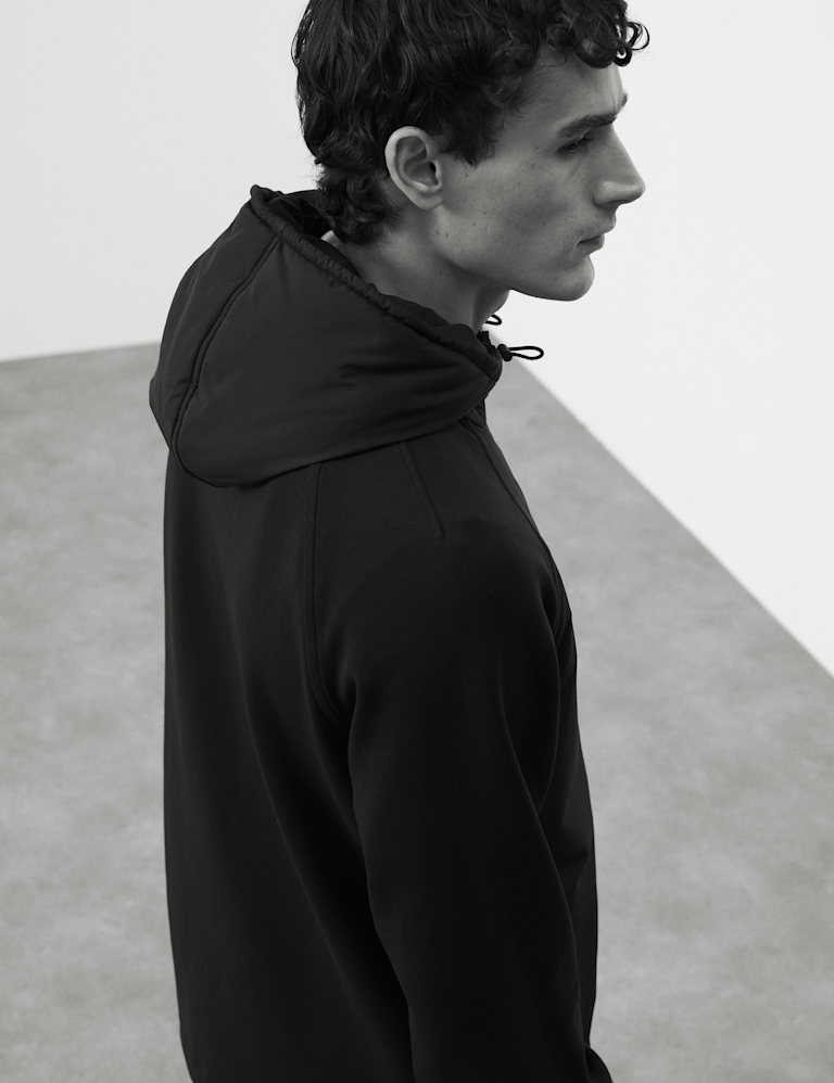 Cotton Rich Raglan Hybrid Hooded Jacket