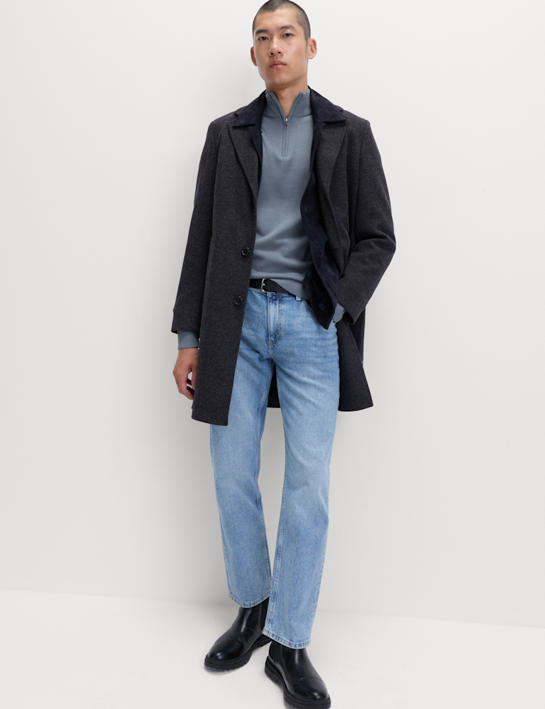 Cotton Modal Blend Half Zip Textured Jumper