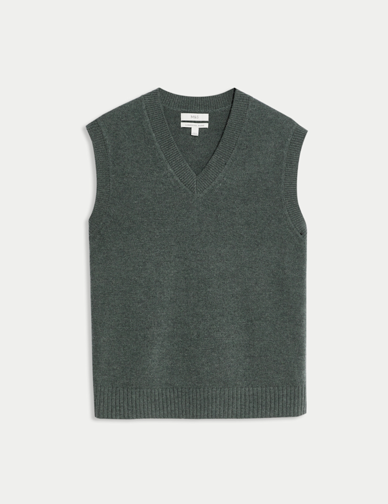 Lambswool Blend V-Neck Knitted Vest